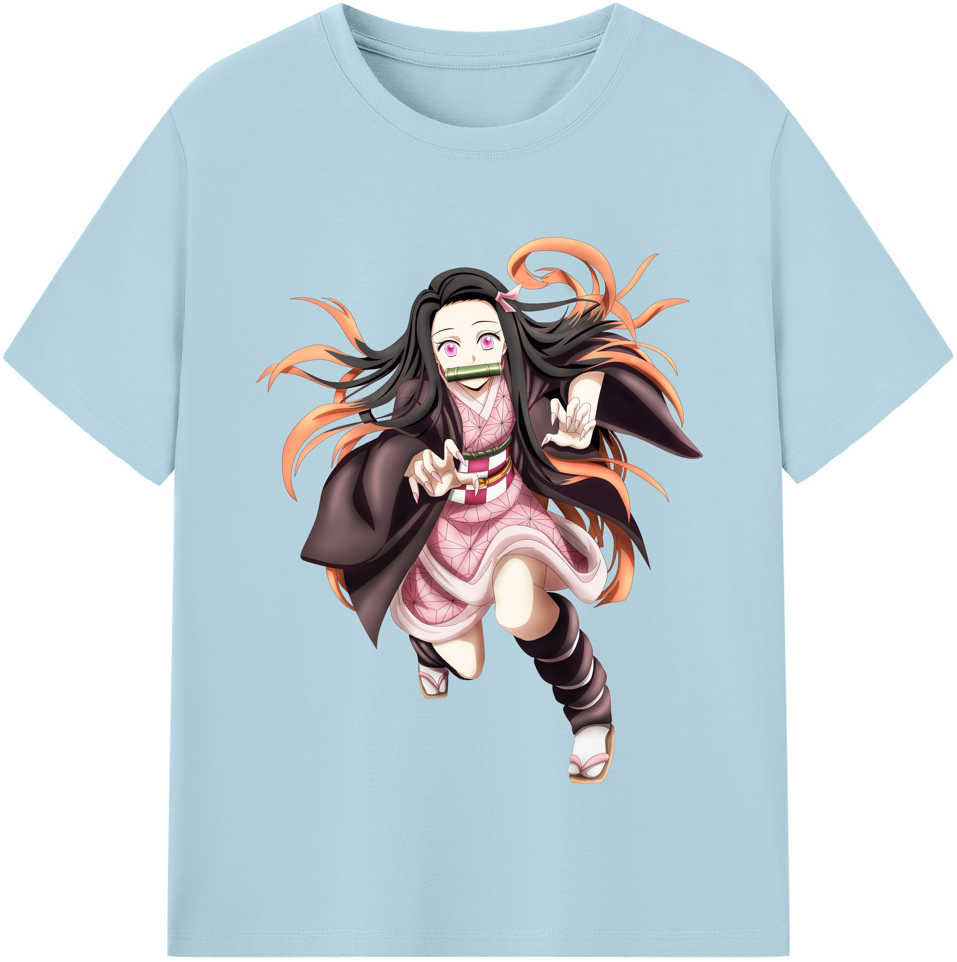 （画像用） 鬼滅の刃（きめつのやいば）竈門 禰󠄀豆子／かまど ねずこ Kamado Nezuko 綿100％半袖Tシャツ（フロントプリント）